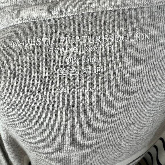MAJESTIC FILATURES Lace Up Gray Deluxe Tee Shirt Long Sleeve Stripe Size 1 RARE - Picture 8 of 10